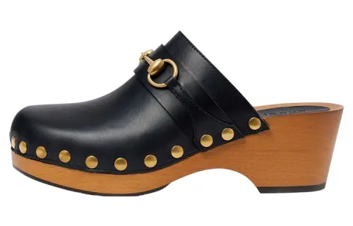 GUCCI Horsebit 35mm Clog Black Leather Women's