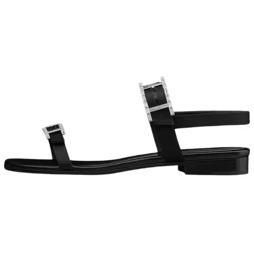 HERMES Leather Fashion Sandal Women's Black
