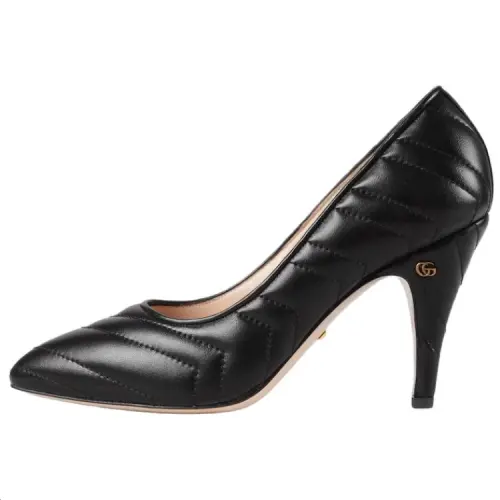 GUCCI Leather Slim Heel High Heels 9.6cm Women's Black