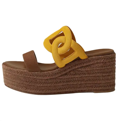 HERMES Slide Slippers 8.5cm Women's Tawny