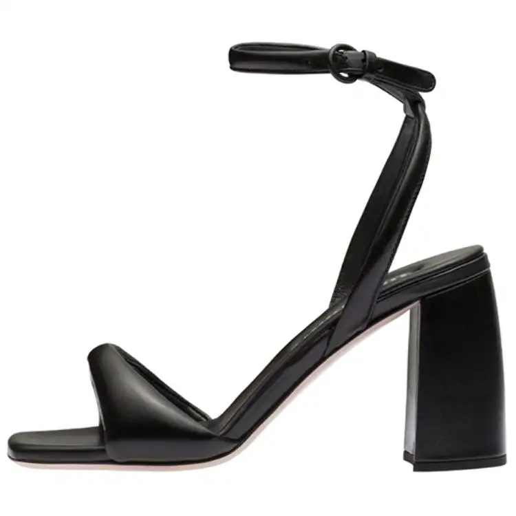 MIU MIU Leather One Strap Sandals 8.5cm Women's Black