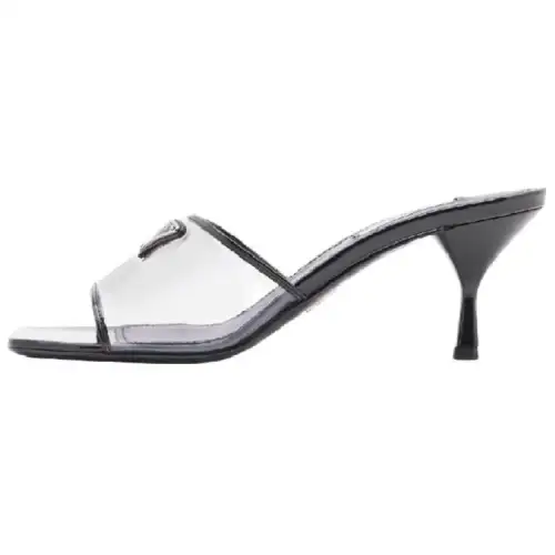 PRADA Plexiglas 65mm Mule Sandals Black Patent Leather Women's