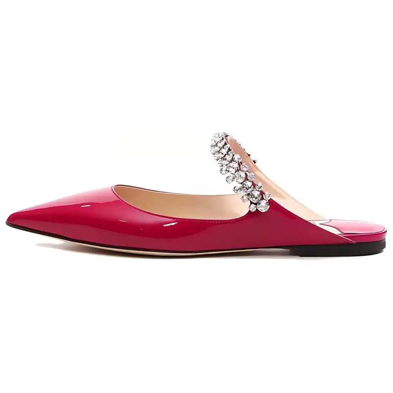 Jimmy Choo Bing Rhinestone Closed Toe Slippers Women's Red