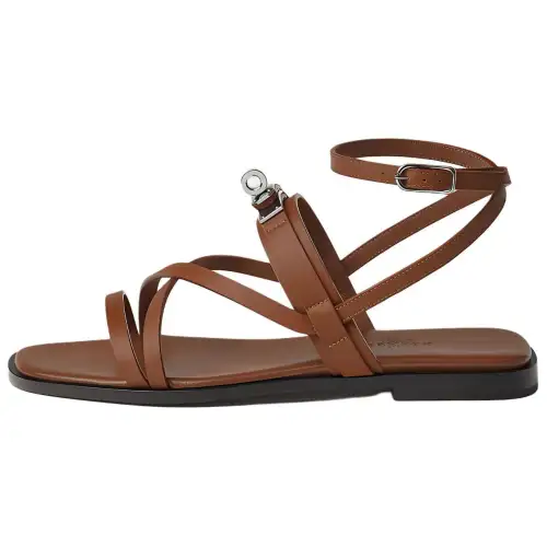 HERMES June Sandal One Strap Sandals Women's Dark Brown
