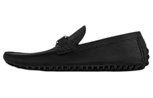 LOUIS VUITTON Hockenheim Leather Loafers Men's Black