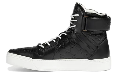 GUCCI Cow Leather, Leather High top High top Stylish Skateboarding Shoes Men's Black