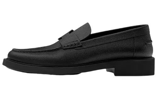 HERMES English Leather Casual Shoes Men's Black