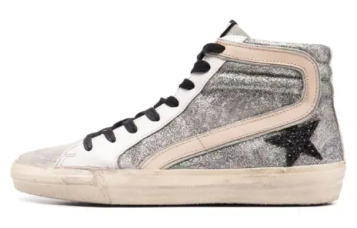 Golden Goose Leather Stylish Skateboarding Shoes Women's Silver