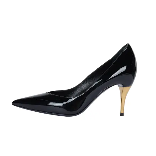 GUCCI Gold-heel Patent Leather Pumps