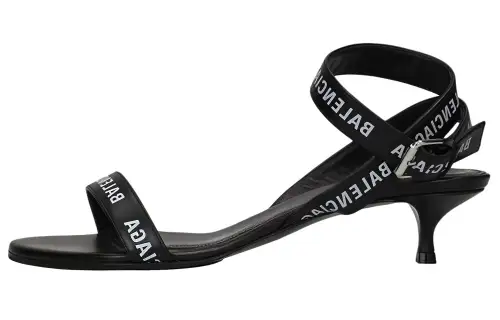 Balenciaga Leather One Strap Sandals 4cm Women's Black