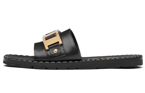 PRADA Slide Slippers Women's Black/Gold