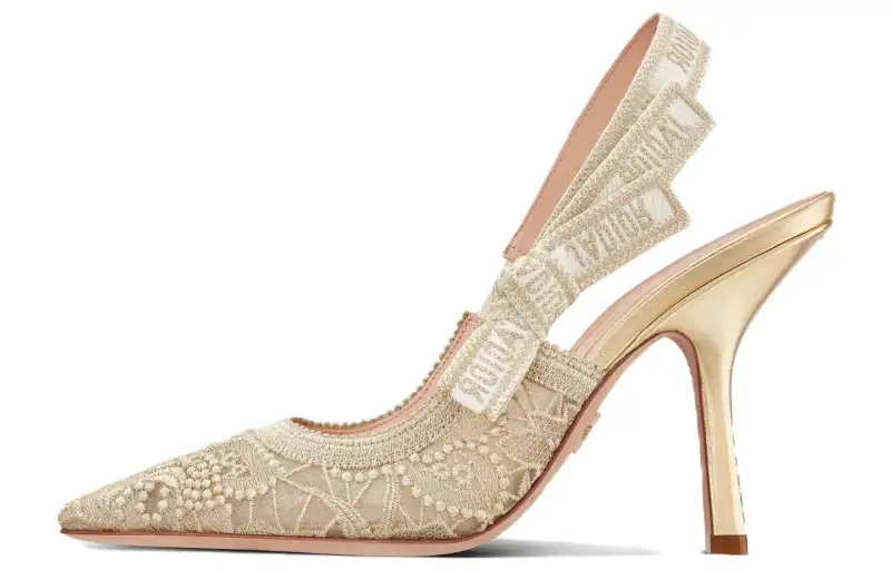 DIOR J'Adior Mesh Cone Heel High Heels 10cm Women's Gold
