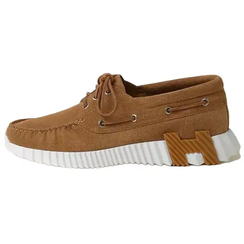 HERMES Ketch Suede Low top Casual Shoes Men's Brown