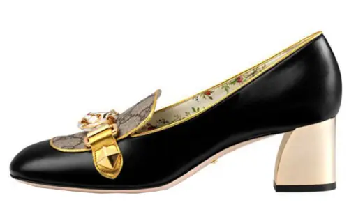 GUCCI Leather And GG Supreme Mid-heel Pumps