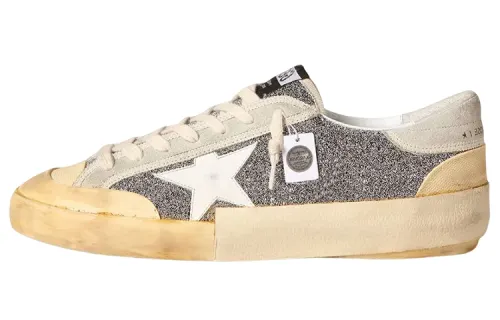 Golden Goose Super Star Low top Stylish Skateboarding Shoes Men's Silver Distressed