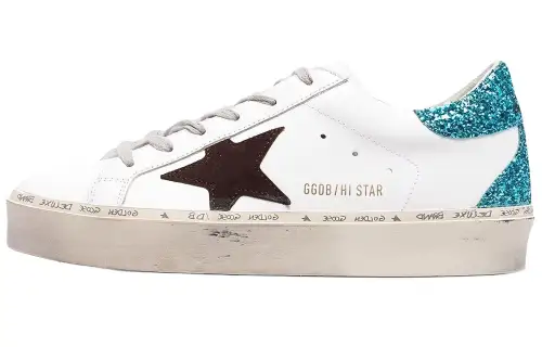 Golden Goose Hi Star Skateboard Shoes Women's Low Top Blue White