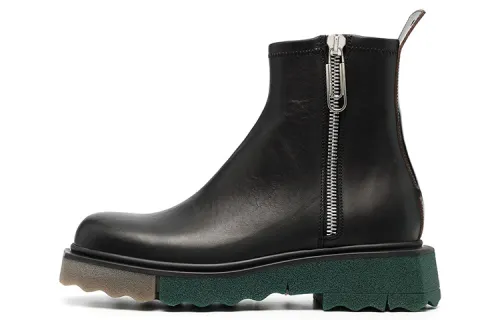 OFF WHITE Sponge Sole Leather Zip Boot 'Black'