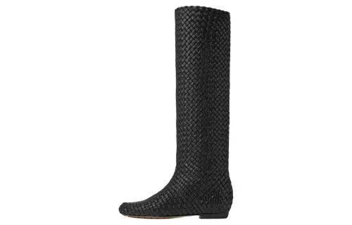 Bottega Veneta Canalazzo Leather Knee high Boots Women's Black