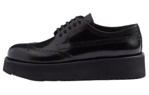 PRADA Leather Casual Shoes Women's Black