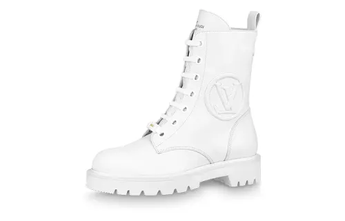 LOUIS VUITTON Territory Short Combat Boots Women's White