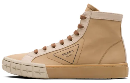 PRADA Skateboard Shoes Men's High Top Khaki