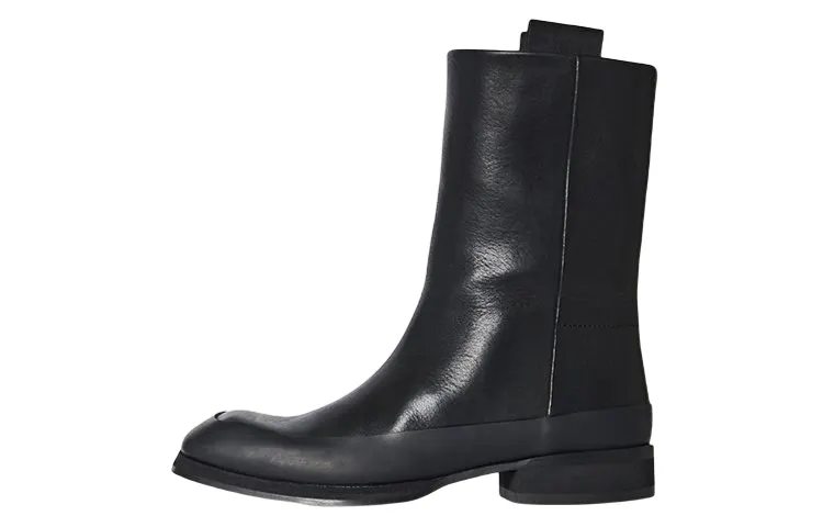 THE ROW Grunge Leather Ankle Boots Women's Black