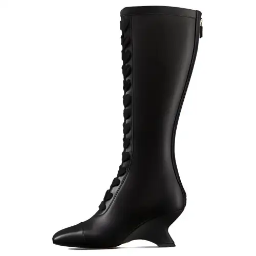 DIOR Leather Knee high Boots 6.5cm Women's Black