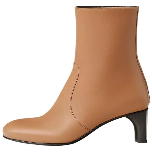 HERMES Lisa Heritage Calfskin Ankle Boots 5.5cm Women's Tan