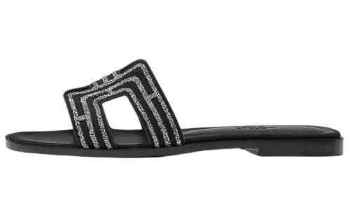 HERMES Oran Slide Slippers Women's Black