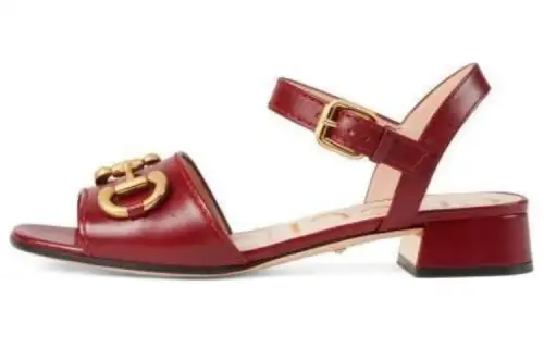 GUCCI Horsebit Leather One Strap Sandals 3cm Women's Red