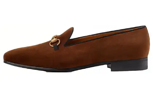 GUCCI Horsebit Suede Loafers Men's Brown