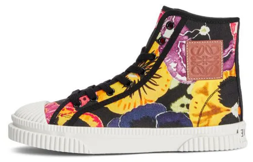 LOEWE Pansies High top Canvas Shoes Women's Red Yellow