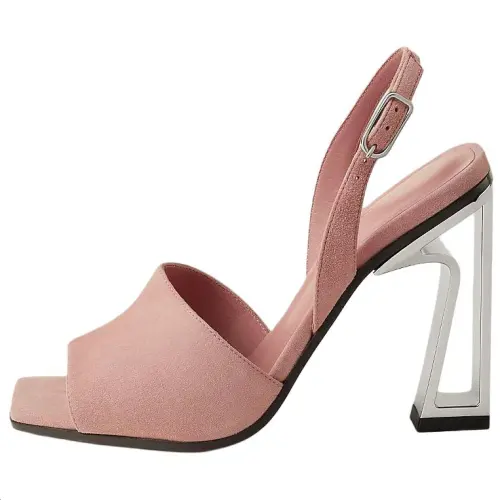 HERMES Kristal One Strap Sandals 10.5cm Women's Pink