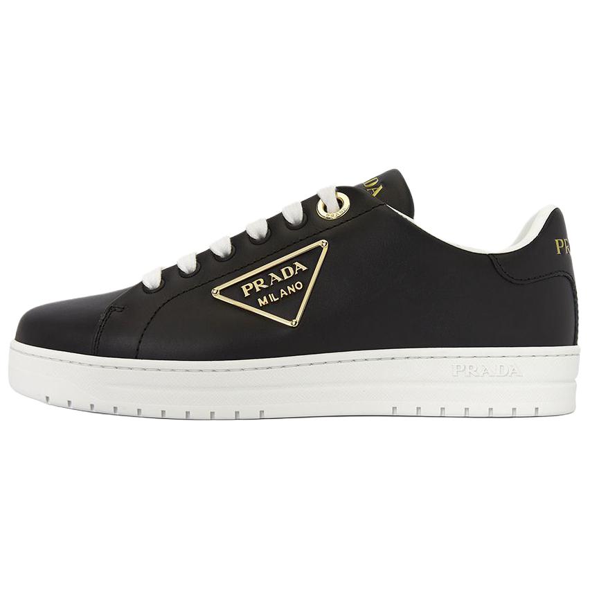 PRADA Downtown Cow Leather Low top Skateboard Shoes Women's Black