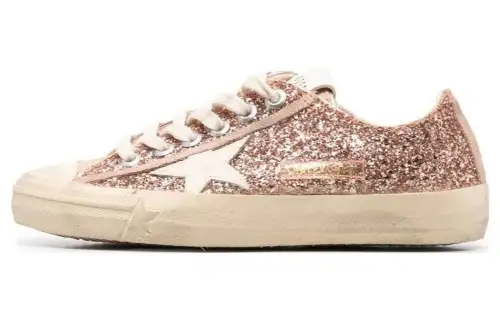 Golden Goose V Star Low top Skateboard Shoes Women's Peach Orange Distressed