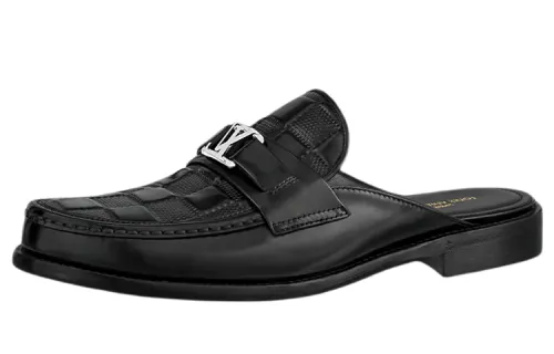 LOUIS VUITTON Major Leather Casual Shoes Men's Black