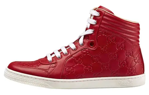 GUCCI Leather High top Skateboard Shoes Women's Red