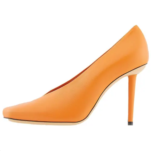 Burberry Leather Slim Heel High Heels 10cm Women's Orange