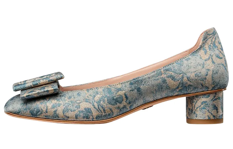 DIOR Idylle Denim Chunky Heel Medium Heel Shoes Women's Blue