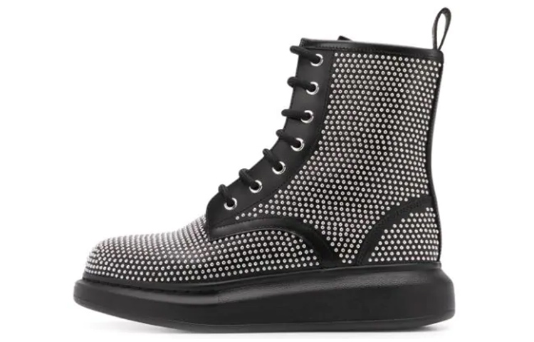 Alexander McQueen Cow Split Leather Ankle Boots Women's Black