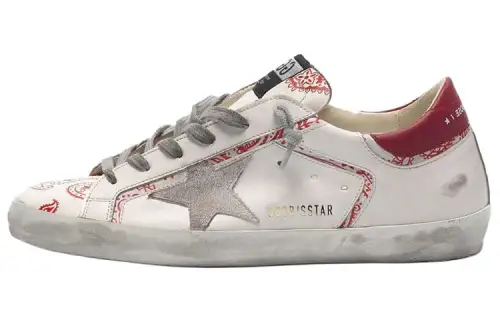 Golden Goose Super Star Casual Shoes Women's White Red Distressed