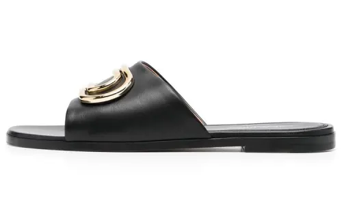 OFF WHITE Paperclip Leather Sandals 'Black Gold' Women's