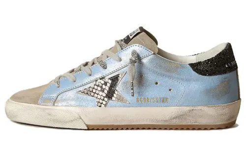 Golden Goose Super Star LTD Low top Skateboard Shoes Women's Light Blue Distressed