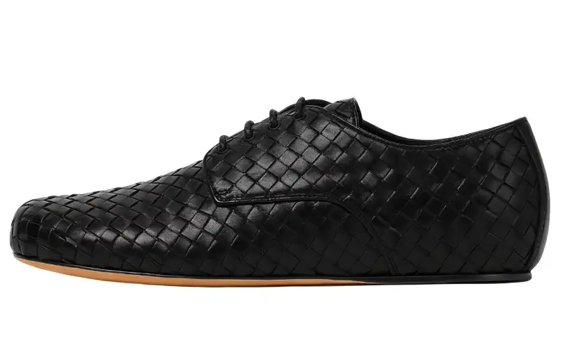 Bottega Veneta Leather Round Tip Casual Loafers Shoes Men's Black