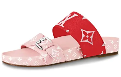 LOUIS VUITTON Bom Dia Slide Slippers Women's Pink