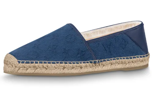 LOUIS VUITTON Bidart Leather Espadrille Casual Shoes Men's Blue