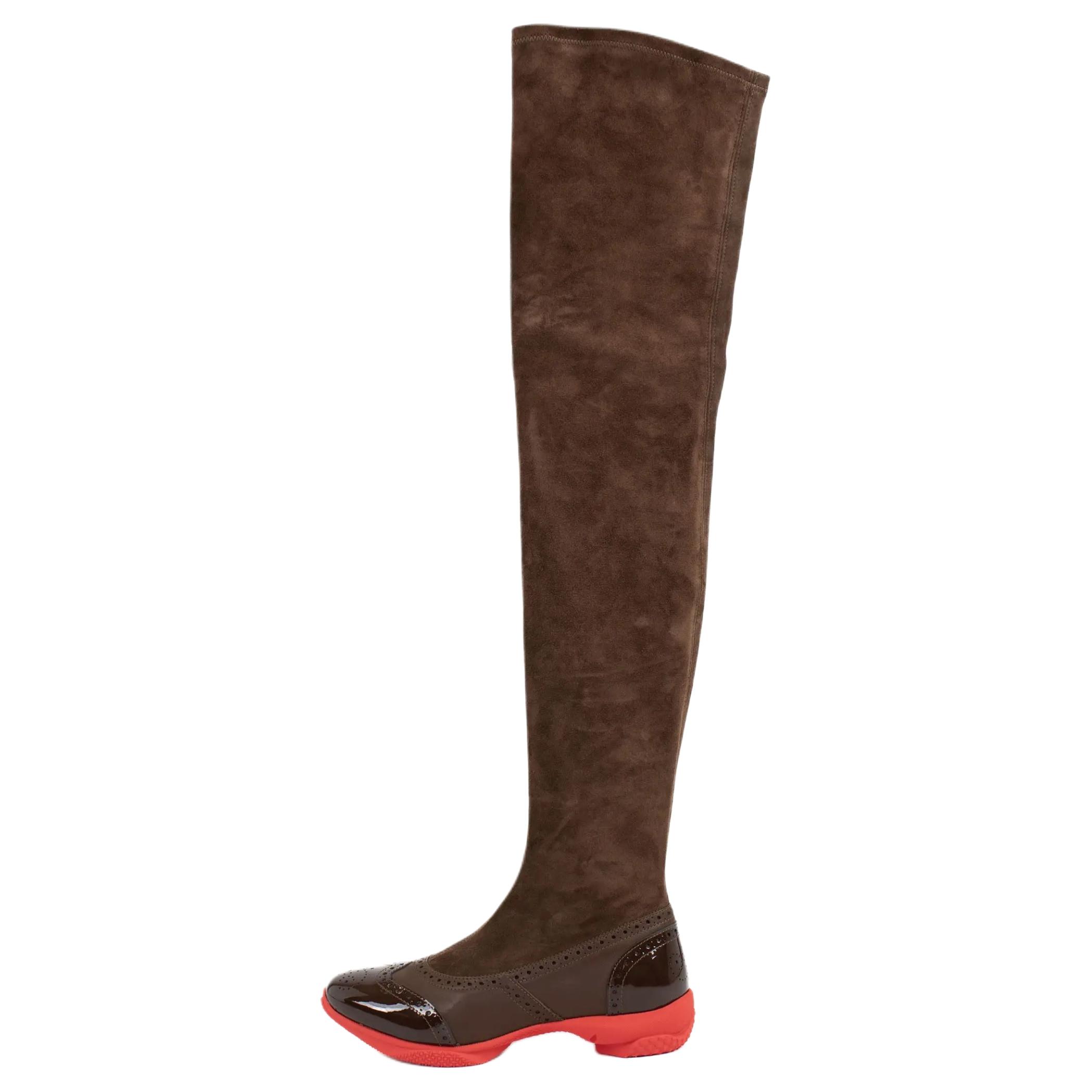 KIKO KOSTADINOV Sonia лаковая кожа Круглая голова с замками Коленные ботинки женский коричневый