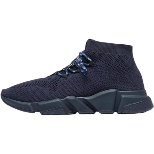 Balenciaga Speed Trainer Mid top Casual Shoes Men's Dark Blue