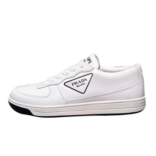 PRADA Cow Leather Low top Skateboard Shoes Men's White