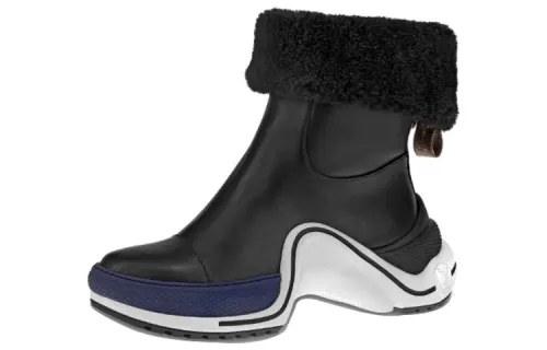 LOUIS VUITTON Archlight Top Grain Cow Leather Ankle Boots Women's Blue Black